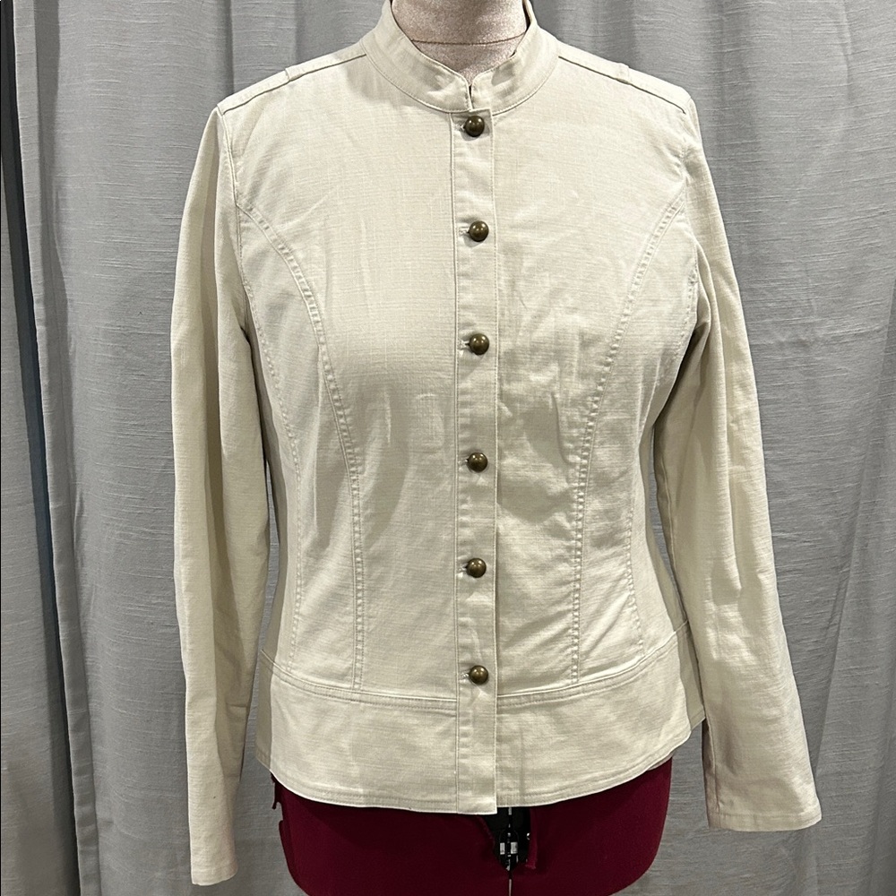 Vintage 90’s Style & Co Mandarin Military Style Cotton Jacket |Size Large
